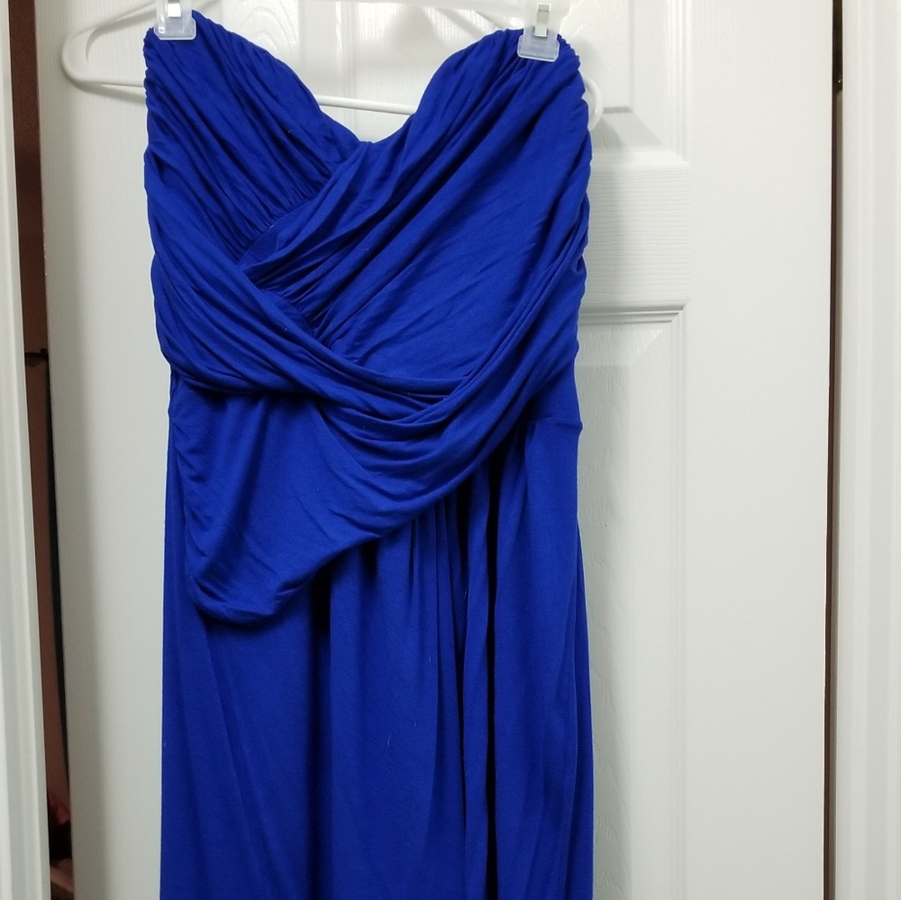 Express Blue Strapless Dress w/ Ruching